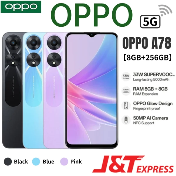 OPPO A78 5G สมาร์ทโฟน จอ 6.56 นิ้ว กล้อง 50MP