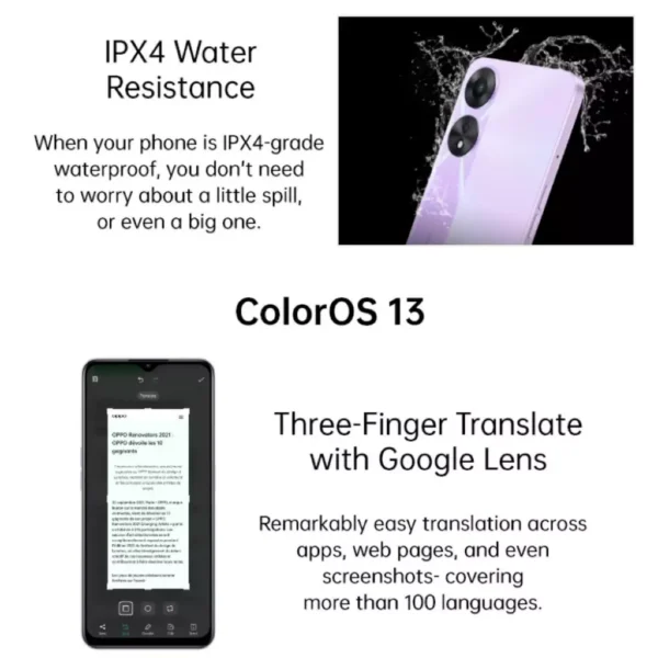 OPPO A78 IPX4 Water Resistance